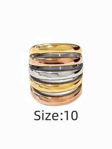 1 chiếc nhẫn thép không gỉ mạ vàng 18K kiểu dáng tối giản thanh lịch 5 đường kẻ, bền, chống nước và chống phai màu, phù hợp để đeo hàng ngày, đi du lịch và đi biển. - Nhẫn nữ năm đường kẻ - Xem 27