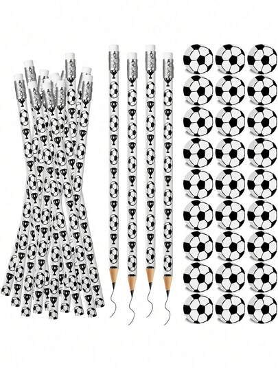 Bộ 5/10 bút chì và tẩy hình quả bóng đá, bút chì và tẩy hình quả bóng chủ đề thể thao, bộ bút chì và tẩy bằng gỗ hình quả bóng đá vui nhộn, lý tưởng làm quà tặng sinh nhật chủ đề bóng đá, phù hợp cho việc viết, vẽ, thi cử hàng ngày, tuyệt vời cho mùa tựu trường.