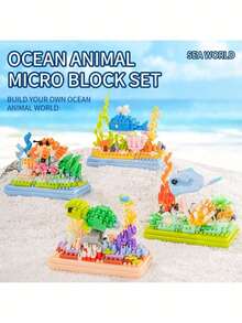 Micro Particle Potted Ocean Building Blocks With Display Cover, DIY Colorful Ocean Series Building Blocks, Suitable For Birthday, Father's Day, Mother's Day, Teacher's Day Gifts, Holiday Gifts, Wedding Gifts, Wedding Decorations, Graduation Gifts, Valentine's Day Gifts, Spring/Summer Decor - Multicolor - View 10
