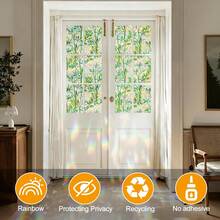 Window Privacy Film Stain Glass Window Film Rainbow Window Film Window Clings Non-Adhesive Reusable Ornamental For Bedroom (Leaf Rainbow, 17.5 X 78.7 In) - Cầu vồng lá - Xem 7