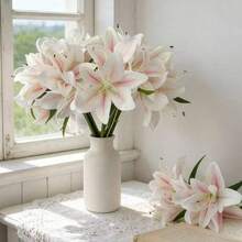 6/1pc Champagne Artificial Lily Flower, Lifelike Floral Decor Suitable For Home Decor, Bouquets, Home Decoration, DIY Wedding Bride Gift, Birthday Party Supplies, Tabletop Decor, Yard Decor, Wedding Decoration, Bouquets, Fake Flowers, Back To School Decor - Champagne - View 4
