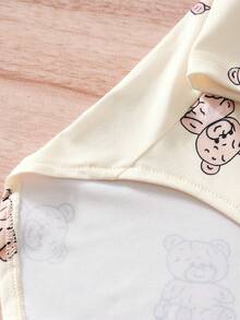 Bear Pattern Cute Bow Tie Spring And Autumn Pet Puppy Kitten Clothes Shirt One Piece - Beige - View 8