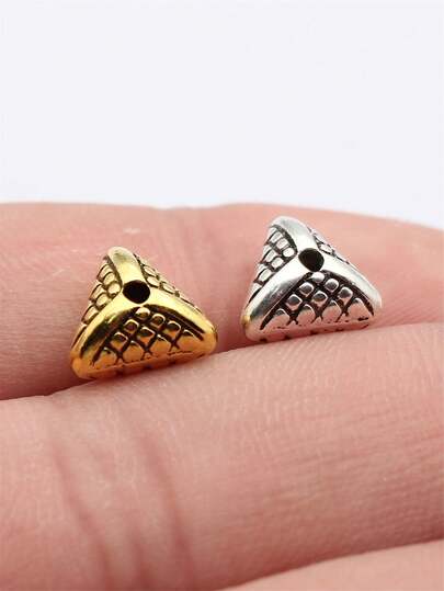 10颗10x9.5x6.7mm三角形纹理隔珠，适用于DIY珠宝制作，如手链、项链、钥匙扣、手机链等，以及其他手工工艺品制作配件。