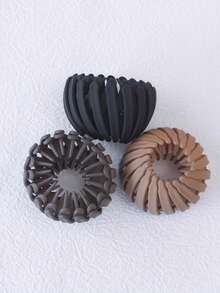 4个装女士哑光鸟巢发夹，丸子头固定器，马尾辫发圈，可伸缩发爪，日常使用 - 彩色 - 查看 2