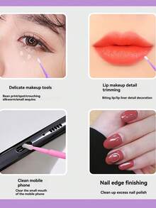 100片/包一次性微型睫毛卸妆湿巾，睫毛清洁刷，纳米清洁棉签，用于卸妆、眼线、睫毛嫁接清洁 - 彩色 - 查看 5