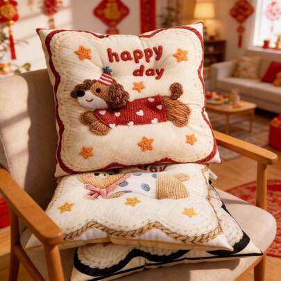 1 chiếc đệm ghế hình chó hoạt hình dày dặn, đệm ngồi vuông/tròn, đệm tựa lưng cho nhà/văn phòng, chiếu tatami.