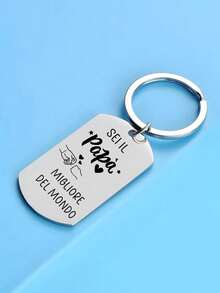 1 Piece Stainless Steel Keychain, Father's Day Gift For Dad Exquisite Father's Day Gift Keychain - Silver - View 3