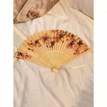 1pc Retro Folding Fans,Tassel Handheld Bamboo Fans,Haitang Fan,Bamboo Fan,Painted Fans,Foldable Hand Fan,Wedding Hand Fan,Party Hand Fan,Decorative Fan,Elegant And Casual Style, Mother's Day Gifts,Birthday Gifts,Back To School Season Gifts - 1PC - Xem 12