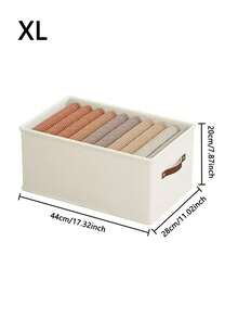 1/2pcs Beige Fabric Collapsible Undergarment Storage Box, Oxfod Cloth Drawer Style Clothes Organizer Box, Household Clothing Shelves Storage For Jeans, Sweaters - Beige - View 12