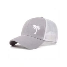 1顶棕榈树刺绣网眼棒球帽，夏季沙滩帽 - 黑色 - 查看 7