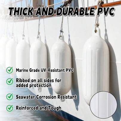 2个5.5*20英寸船用护舷，充气式PVC材质，适用于游艇停泊、系泊、游艇浮标。