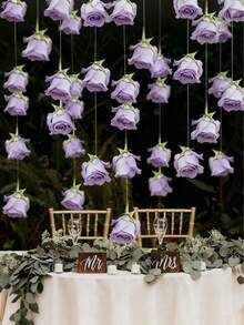 悬挂式紫色玫瑰仿真花 - 适用于婚礼拱门、新娘送礼会、花束、派对中心装饰和天花板装饰 - 是婚礼策划师和DIY爱好者的绝佳礼物，也适用于生日、毕业典礼、DIY婚礼装饰、新娘送礼会、婚礼花束、派对中心装饰、天花板装饰和情人节 - 單色 - 查看 2