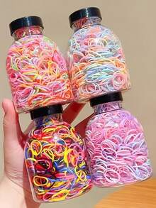 1000pcs Colorful Elastic Hair Ties Suitable For Girls, Seamless Disposable Rubber Bands, Mini Hair Scrunchies, Daily Hair Accessories - Multicolor - View 3