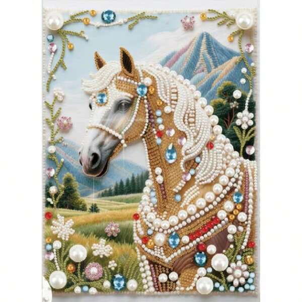1 pieza Pintura de diamante 2D con impresión plana nueva de perla, pintura de diamante hecha a mano con rhinestones, decoración de arte de pared, 30x40 cm, serie de animales con marco, adecuada para sala de estar, dormitorio, pasillo, comedor