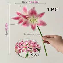 6/1pc Champagne Artificial Lily Flower, Lifelike Floral Decor Suitable For Home Decor, Bouquets, Home Decoration, DIY Wedding Bride Gift, Birthday Party Supplies, Tabletop Decor, Yard Decor, Wedding Decoration, Bouquets, Fake Flowers, Back To School Decor - Champagne - View 3