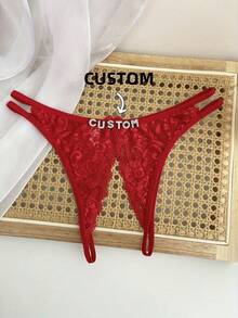Customized Name Thong, Sparkling Crystal Letters, G-Strand, T-Shaped Shoulder Strap Open Cut Underwear, Couple Customized Sexy Bikini Gift, Personalized Women's Underwear, Wife/Best Friend Exclusive Thong - Birthday/Valentine's Day/Anniversary/Holiday Gift - Đỏ - Xem 6