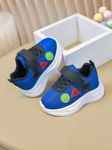 1 Pair Children's Blue Mesh Hook And Loop Sports Shoes, Easy To Wear And Versatile - Blue - View 5