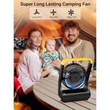 Battery Powered Fan Long Lasting Battery Operated Fans for Camping Portable D-Cell Desk Fan with Timer 3 Speeds Whisper Quiet 180° Rotation for Office Bedroom Outdoor 5'' Model: F15 - Amarillo - Ver 4