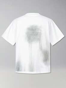 Tiny Spark 男士街头时尚白色T恤，背面饰有复古抽象泼墨印花 - 白色 - 查看 2