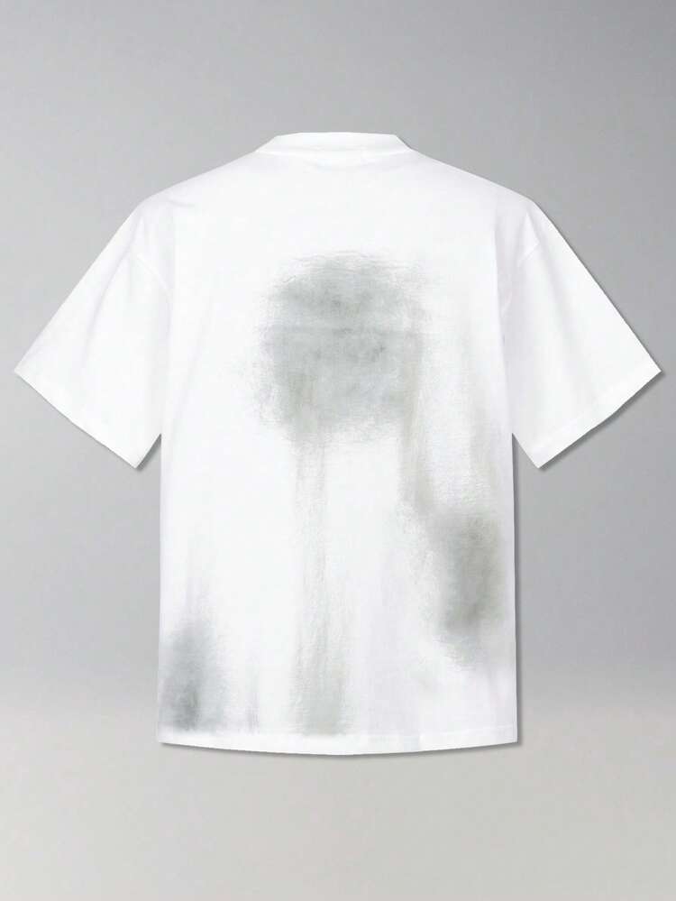 Tiny Spark Men's Streetwear White T-Shirt With Vintage Abstract Splatter Back Print - White - View 2