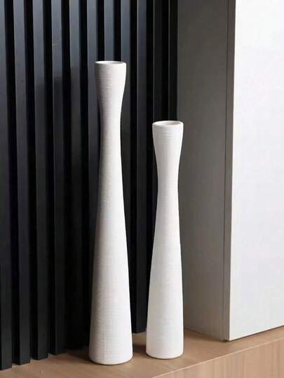 Tall Slim White Vase, Suitable For Broom Flowers; Modern Minimalist Tall Vase, Suitable For Basement, Living Room, Home Decor