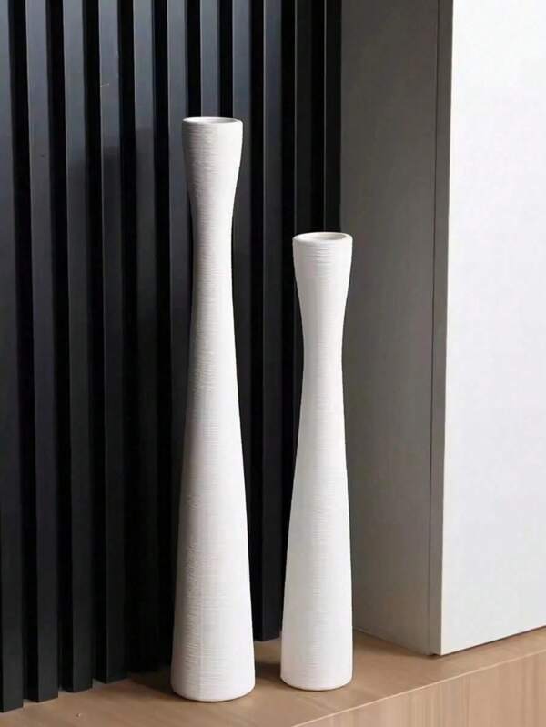 Vase de sol blanc, vase élancé, convient pour l'herbe de pampa ; vase haut minimaliste moderne, convient pour la décoration de la salle de séjour du sous-sol.