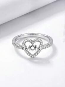 ESBERRY 1 chiếc nhẫn bạc 925 Sterling tối giản, thanh lịch, đính kim cương hình chữ "Mom", thích hợp đeo hàng ngày, quà tặng Ngày của Mẹ, trang sức tinh tế, quà sinh nhật. - chiếc nhẫn tình yêu kim cương - Xem 2