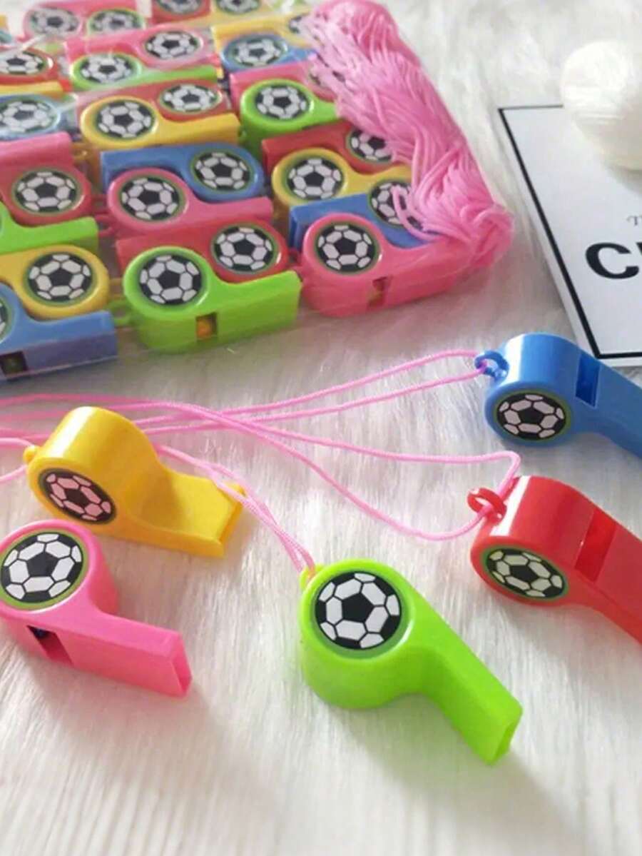 24pcs Random Color Inflatable Dragon Cheerleading Props & Referee Whistle, Football Pattern Party Whistle, Football Theme Sports Party Set, Football Referee Whistle, Suitable For Birthday Party Or Football Match, Also Can Be Used For Birthday Party, Wedding, Cheerleading Performance, Gifts, Party Favors, Halloween Decorations