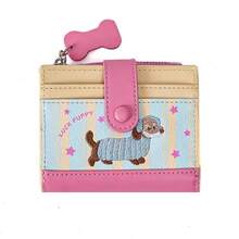 Cute Puppy Coin Purse Embroidery Rose-Pink Pu Leather Card Holder Purse Versatile Cartoon Coin Pouch Daily Use Gifts Woman - Multicolor - View 9