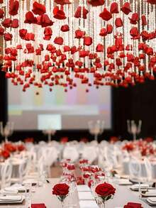 20pcs/10 Red Roses + 1 Roll 500cm Transparent Rope, Hanging Small Red Roses For Wedding Decoration, Hanging Red Roses Artificial Silk Flowers - Suitable For Wedding Arch, Party, Bridal Shower, Bouquet, Party Centerpiece And Ceiling Decoration - Perfect Gift For Wedding Planners And DIY Enthusiasts, Birthday Graduation Gift, Suitable For DIY Wedding Decoration, Bridal Shower, Wedding Bouquet, Party Centerpiece, Ceiling Decoration - Red - View 9