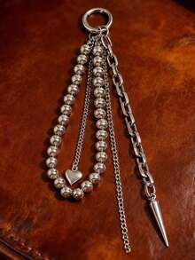 Elegant Metal Faux Pearl Beaded Keychain Heart Shape Tassel Decoration Pendant Jewelry Bead Bag Chain Gifts Phone Accessories Gifts For Women Personalised Gifts Funny Gifts Gifts For Men Men Gifts Gifts For Boyfriend Phone Charm ZI83 - 銀色 - 查看 8