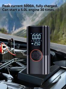 5000A 便携式汽车应急启动器，带空气压缩机 - 12V 电池增压器，LED 照明，USB 快速充电输出，多重保护，包含启动线、气泵和汽车适配器 - ST-9650 - 查看 6