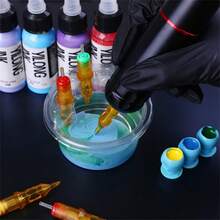 Hộp 20 chiếc cốc đựng mực xăm, khay nhựa đựng mực xăm và kim xăm, cốc đựng mực trong suốt. - Xem 5