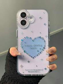Silver Edged Resin Case New Glitter Gold Blue Heart Silicone Protective Cover For IPhone 17 Pro/16 Pro Max/14/15, Anti-Drop - Blue - View 4