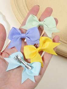 10个柔和大地色系缎带发夹，淡奶油色蝴蝶结发卡，适合日常佩戴和上学场合 - 混合色 - 查看 5