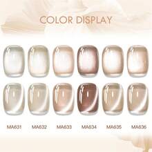 MEET ACROSS 7毫升裸色水光猫磁性凝胶指甲油香槟摩卡慕斯闪亮亮片半永久可卸UV凝胶水晶指甲油美甲美甲用品 - 彩色 - 查看 3