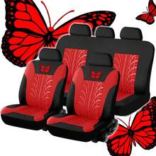 9pcs/4pcs Universal Butterfly Pattern Embroidered Car Seat Covers - Made Of Polyester Fabric, Suitable For All Seasons, Airbag Compatible, Washable By Hand (4pcs Set Includes 2 Seats, 9pcs Set Includes 5 Seats) - ZYT5 - View 5