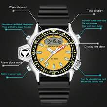 SANDA. SANDA Men's Retro Sports Electronic Watch, Dual Display Dial, Multi-Function Digital Wristwatch, Suitable For Outdoor And Daily Wear - Silver - View 7
