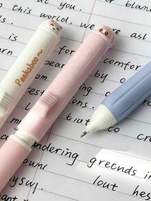 Bộ 6 bút bi gel hình mèo dễ thương Kawaii, ngòi ST khô nhanh, mực đen, cán mềm, thiết kế trò chơi trốn tìm vui nhộn, viết trơn tru, thích hợp cho học sinh, văn phòng phẩm, quà tặng cho trẻ em, luyện viết chữ. - Nhiều màu - Xem 5