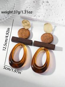 New Fashionable Exaggerated Acrylic Earrings, Elegant Hollow Round Pendant Earrings, Niche Design - Multicolor - View 8