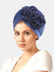 1件装女士3D立体花卉头巾帽，化疗帽，婚礼教堂帽，适合日常佩戴 - 彩色 - 查看 6