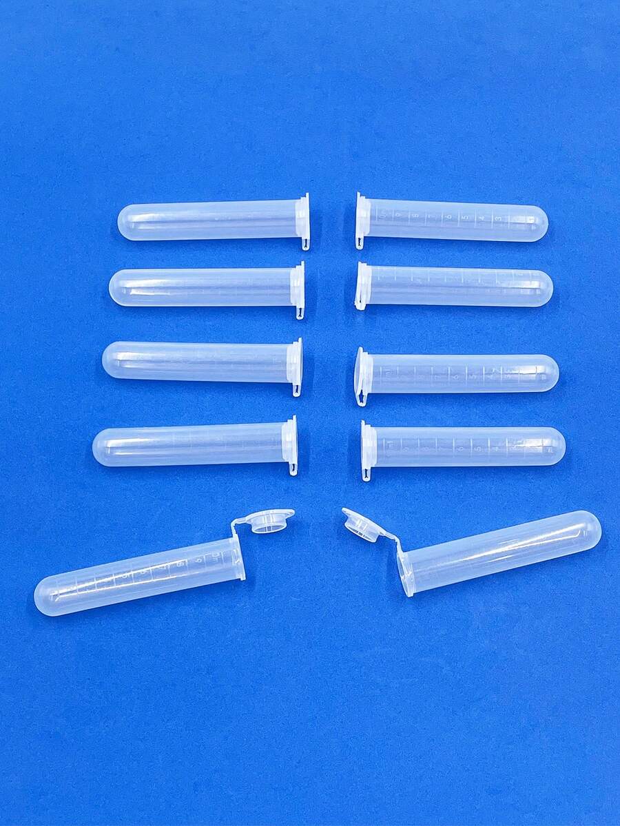 10个多用途透明塑料储物管,带盖,便携式容器,带刻度,总容量10毫升,适用于缝纫针、珠子、学生实验用品、小零件收纳,是DIY新手、学生、妈妈、手工爱好者的理想之选。 - 白色 - 查看 1