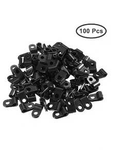 30pcs Black Nylon R-Type Cable Clips - Plastic P-Type Clips For Cable Management, Ideal For Wires And Bundling, Cable Tidy, Cable Organization, Fashionable Design, Sturdy - Black - View 6