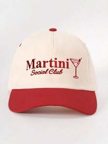 1 Women's Embroidered Baseball Cap With Martini Glass Pattern And Contrasting Colors, Adjustable Outdoor Casual Hat, Suitable Spring And Autumn Travel And Beach, Unisex - 棒球帽 - 查看 11