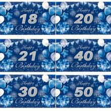 1 Tấm vải phông nền trang trí sinh nhật 2D phẳng bằng polyester, màu xanh hải quân ánh kim bạc, thích hợp cho sinh nhật 18/20/21/30/40/50 tuổi, kèm banner "Chúc mừng sinh nhật" dành cho người lớn, phông nền tiệc sinh nhật chủ đề bóng bay và pháo hoa, phông nền chụp ảnh treo tường trang trí tiệc sinh nhật kiểu Châu Âu và Mỹ. - Phong cách sinh nhật A - Xem 1