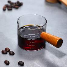 Bình đựng sữa nhỏ bằng thủy tinh borosilicate cao cấp, tay cầm bằng gỗ, họa tiết sọc dọc, kèm cốc cà phê espresso Ý dày dặn, trong suốt. - Nhiều màu - Xem 9