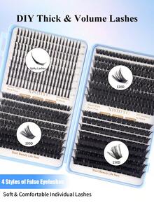 Bộ nối mi giả Nga 592 sợi, mi giả dạng gai, mi rời 100D 120D 150D, mi dày, mi xoăn D-Curly 10-20MM, 6 kiểu mi giả dạng gai, mi rời, nhiều kiểu dáng tự nhiên, mi giả phân đoạn có thể tái sử dụng, mềm mại và siêu nhẹ, tự nối mi tại nhà. - Nhiều màu - Xem 4