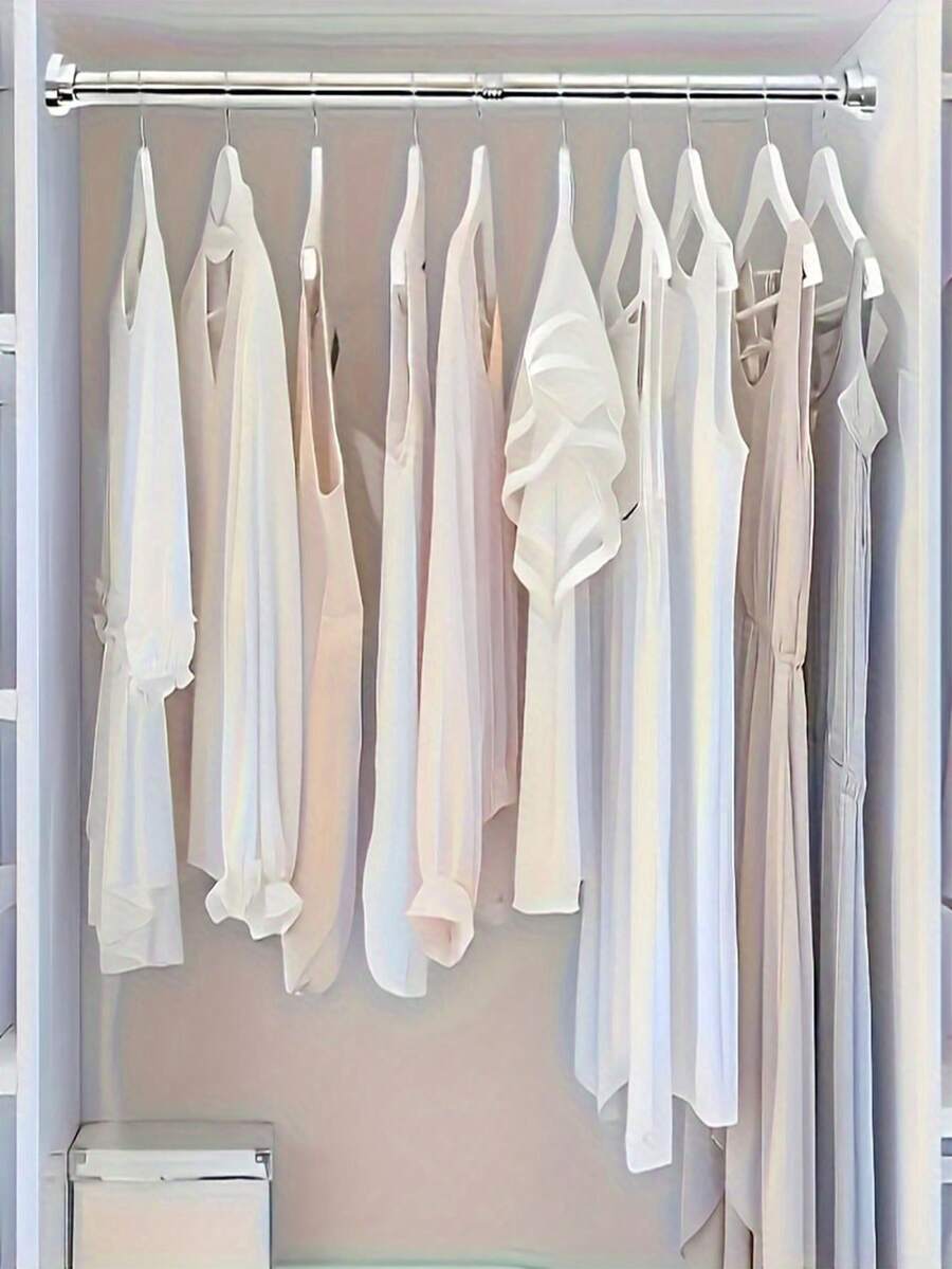 Barra de cortina ajustable de 41-77 pulgadas, sin necesidad de perforación, antideslizante, resistente a la oxidación, barra de cortina plateada adecuada para baño, ventana, armario