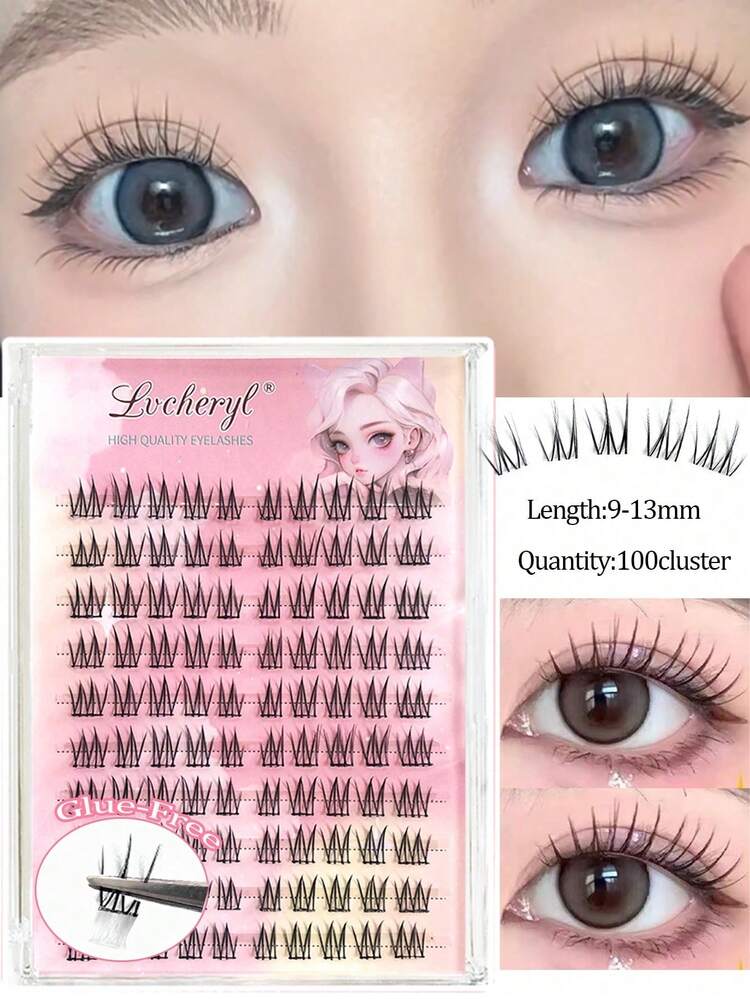Lvcheryl 100 Cluster Eyelashes Extension Lightwight Cluster False Eyelashes With C Curl, Natural Look For Beginner-Friendly DIY Lashes,Natural Individual Eyelashes For Daily Party Makeup And Life Eye Makeup Beauty Tools - C - View 8