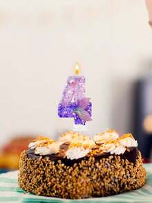 Nến trang trí bánh sinh nhật hình đuôi nàng tiên cá màu tím ombre đính pha lê số 0-9. - Xem 2